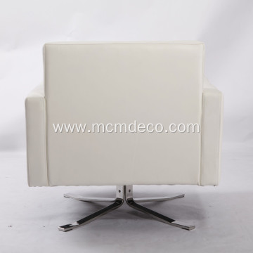 White Kennedee Rotatanle Leather Armchair